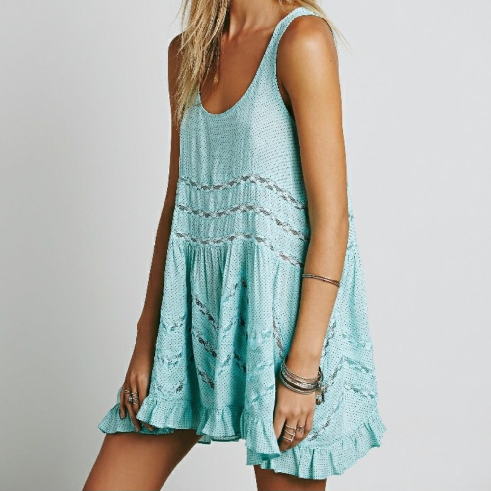 Free People Turquoise Sleeveless Mini Dress